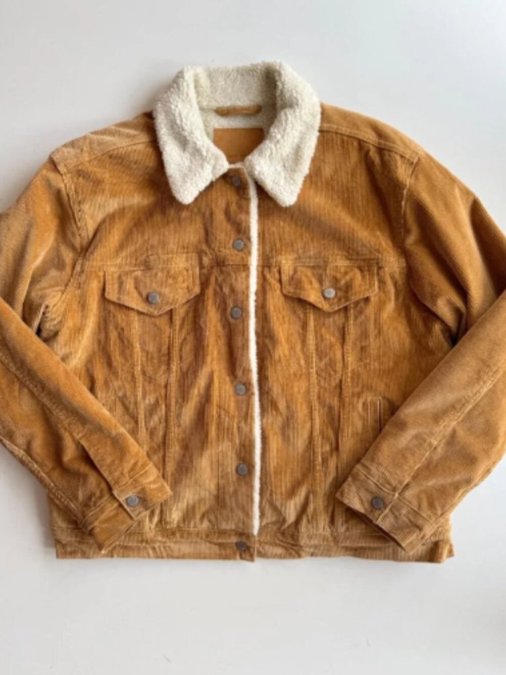 Aritzia DENIM FORUM Ella Brown Cotton Corduroy Shearling Lined Jacket, Size L